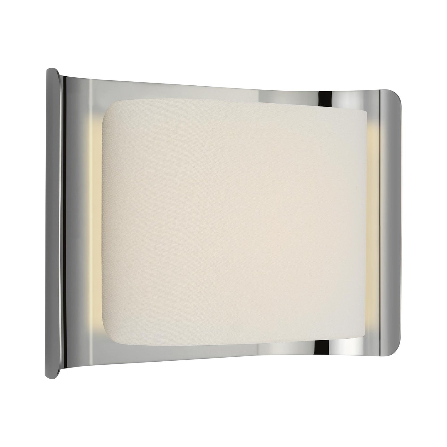 Penumbra Wide LED Wall Light in Polished Nickel/Linen.