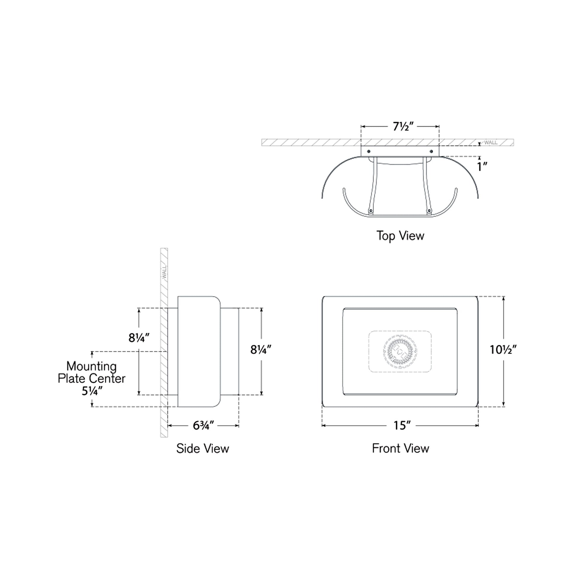 Penumbra Wide LED Wall Light - line drawing.