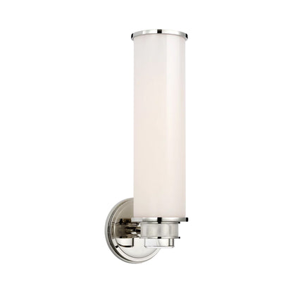 Percy Single LED Bath Wall Light in Polished Nickel.