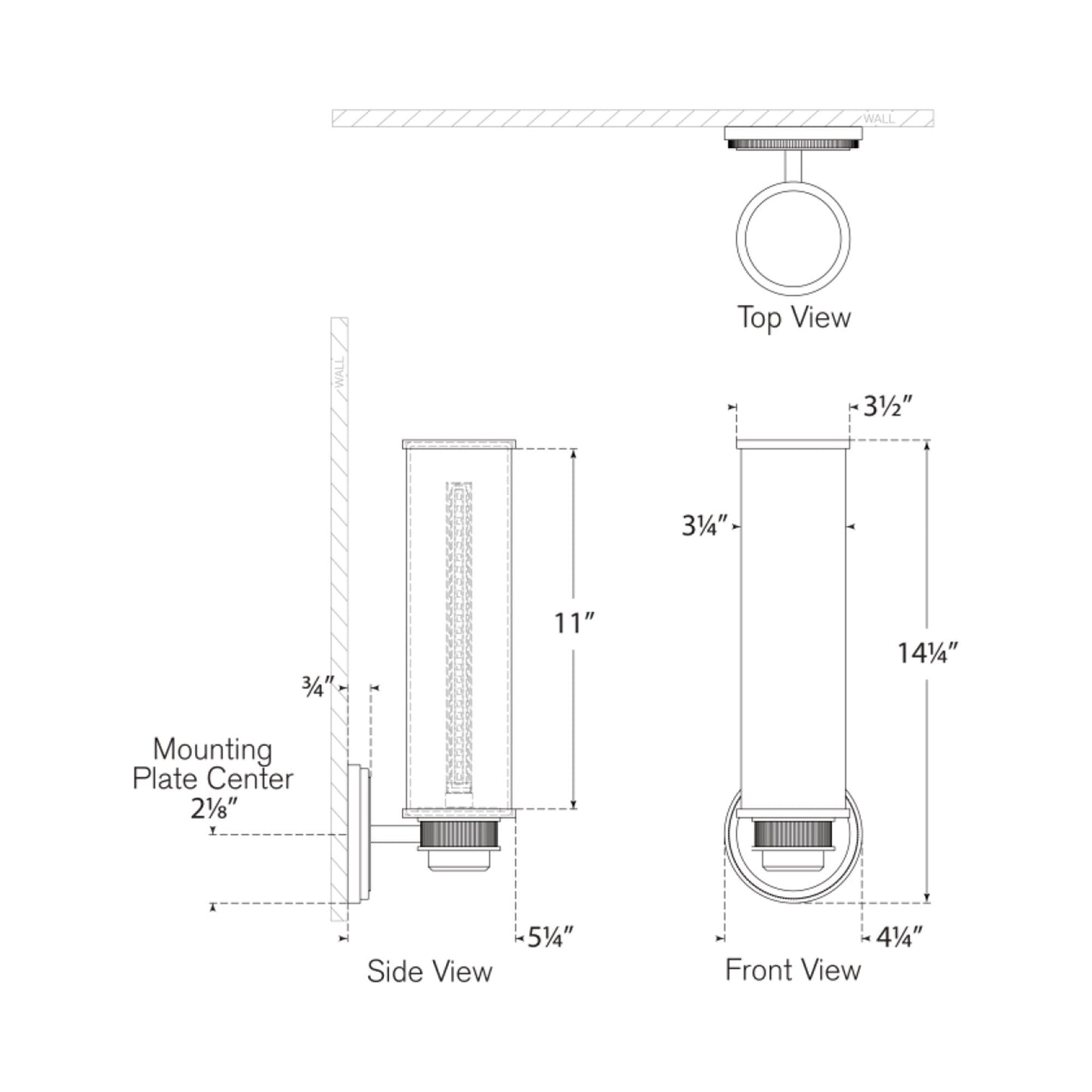 Percy Single LED Bath Wall Light - line drawing.
