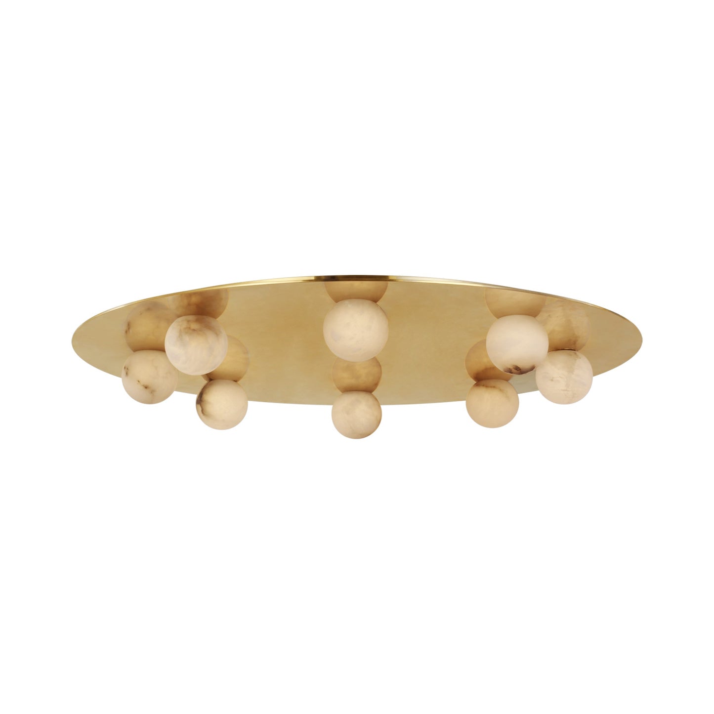 Pertica LED Flush Mount Ceiling Light in Mirrored Antique Brass.