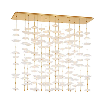 Petaluma Cascading Linear LED Chandelier in Soft Lacquered Brass.