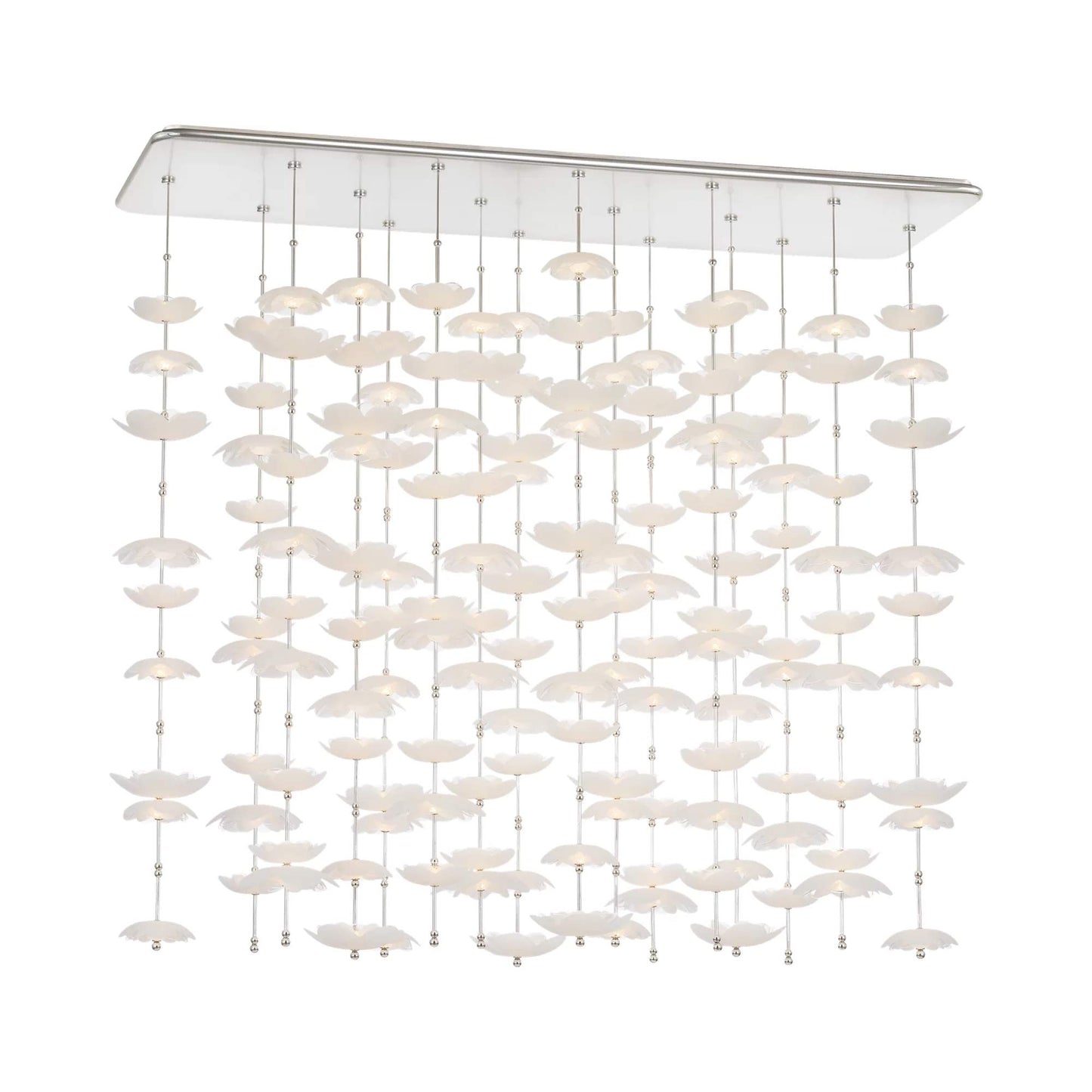 Petaluma Cascading Linear LED Chandelier in Soft Silver.