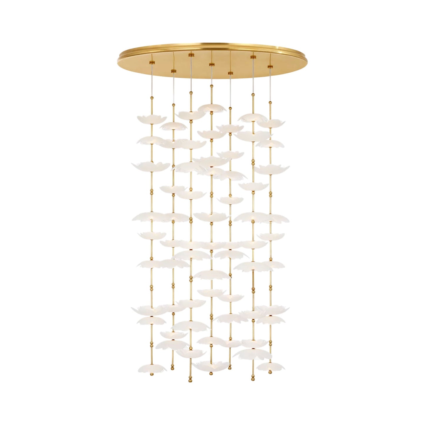 Petaluma LED Chandelier in Soft Lacquered Brass.