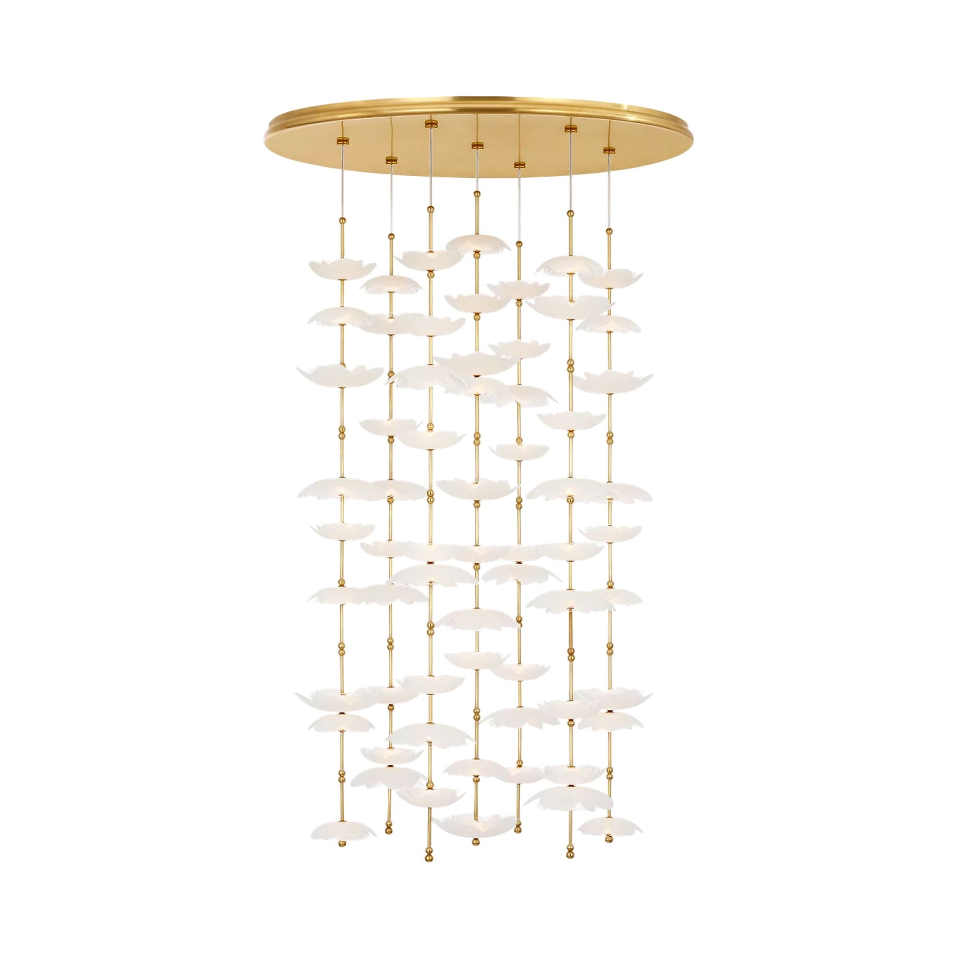 Petaluma LED Chandelier in Soft Lacquered Brass.