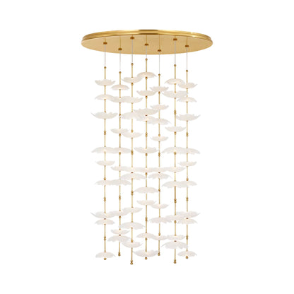 Petaluma LED Chandelier in Soft Lacquered Brass.