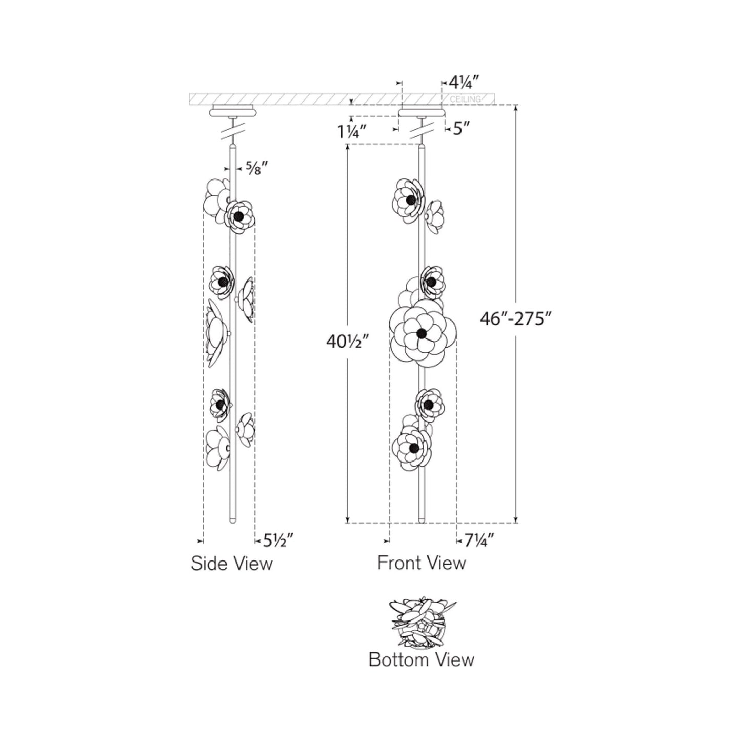 Petaluma LED Pendant Light - line drawing.