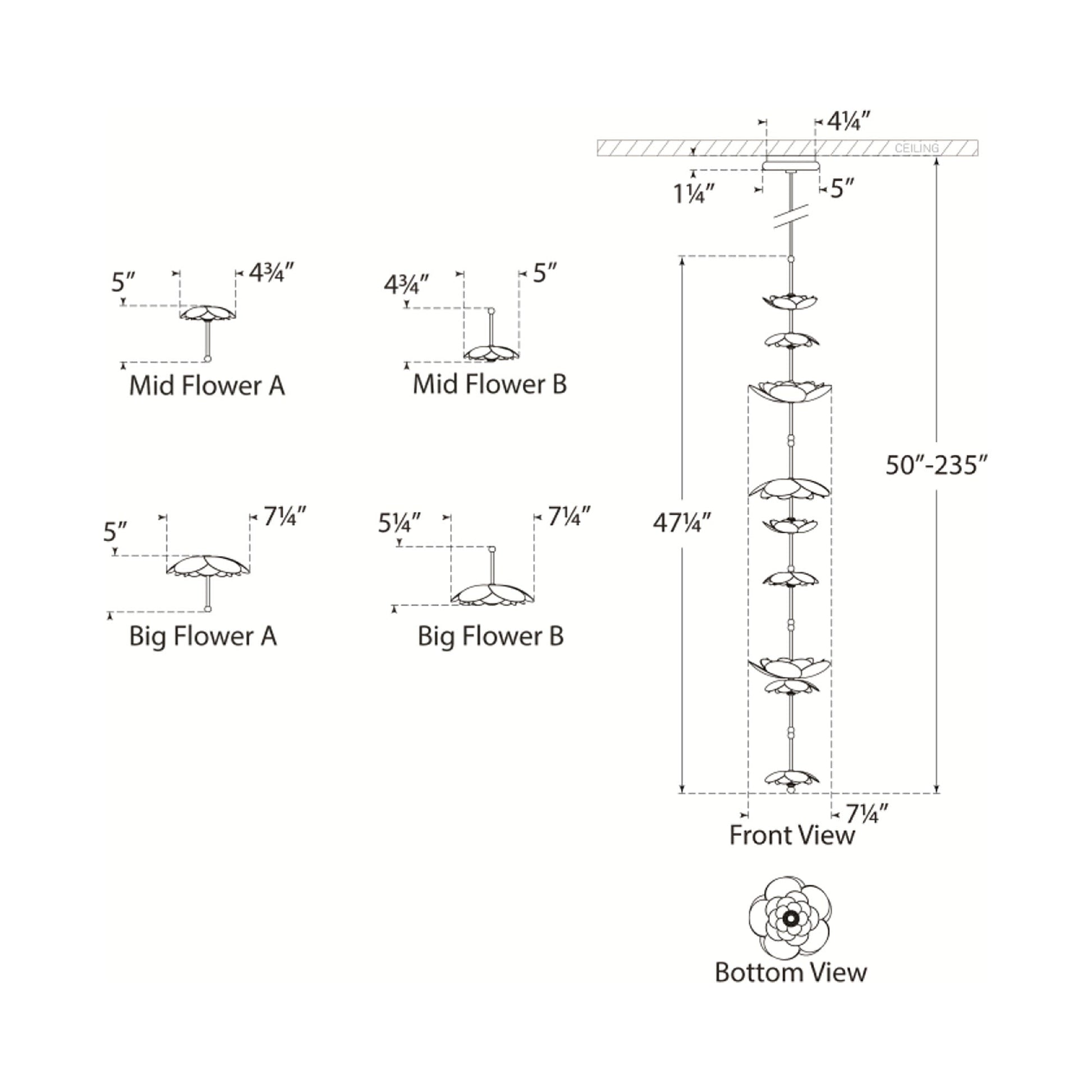 Petaluma LED Pendant Light - line drawing.