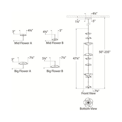 Petaluma LED Pendant Light - line drawing.