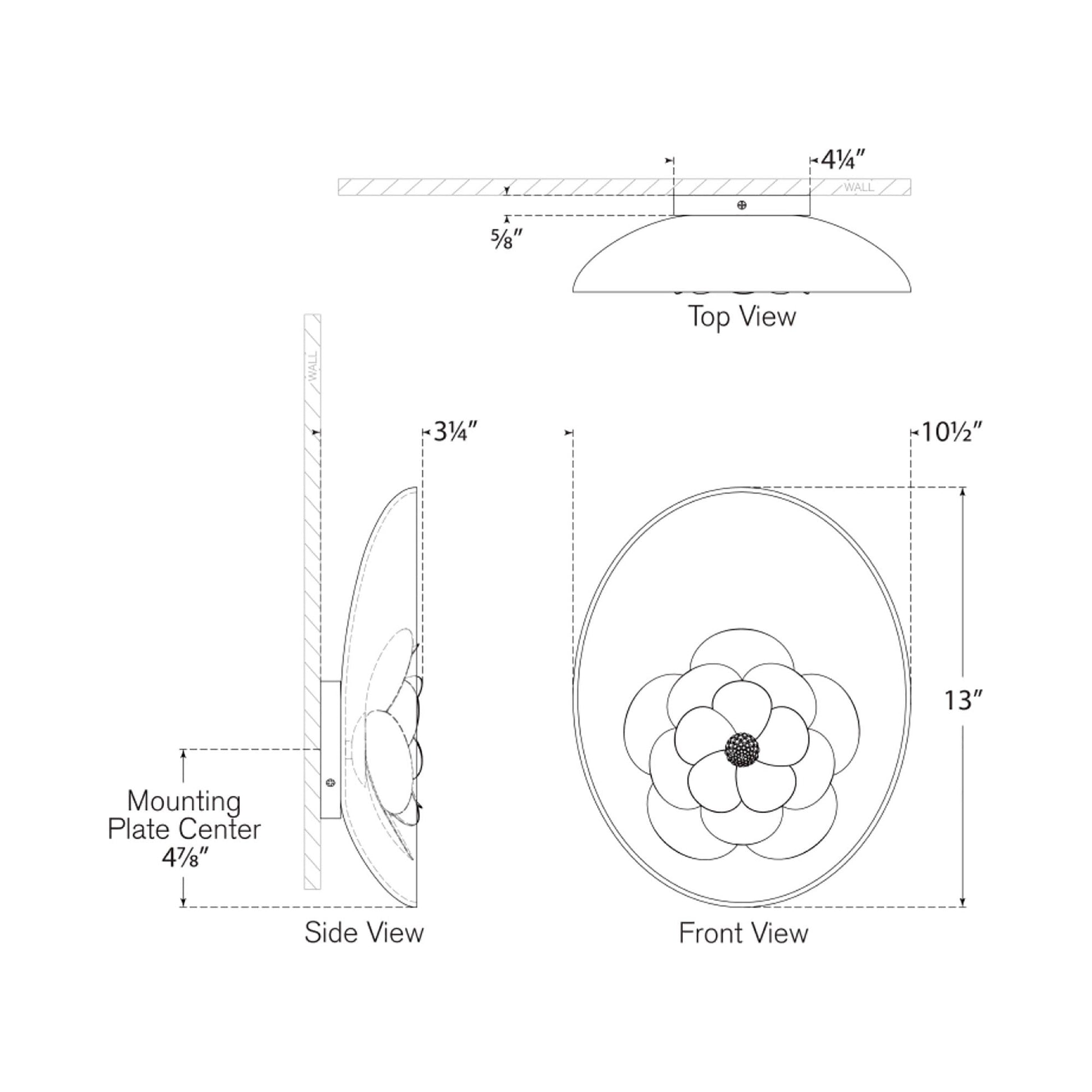 Petaluma LED Wall Light - line drawing.
