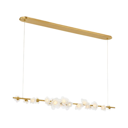 Petaluma Linear LED Chandelier in Soft Lacquered Brass.