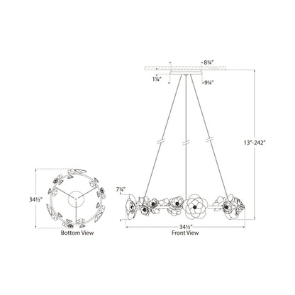 Petaluma Ring LED Chandelier - line drawing.