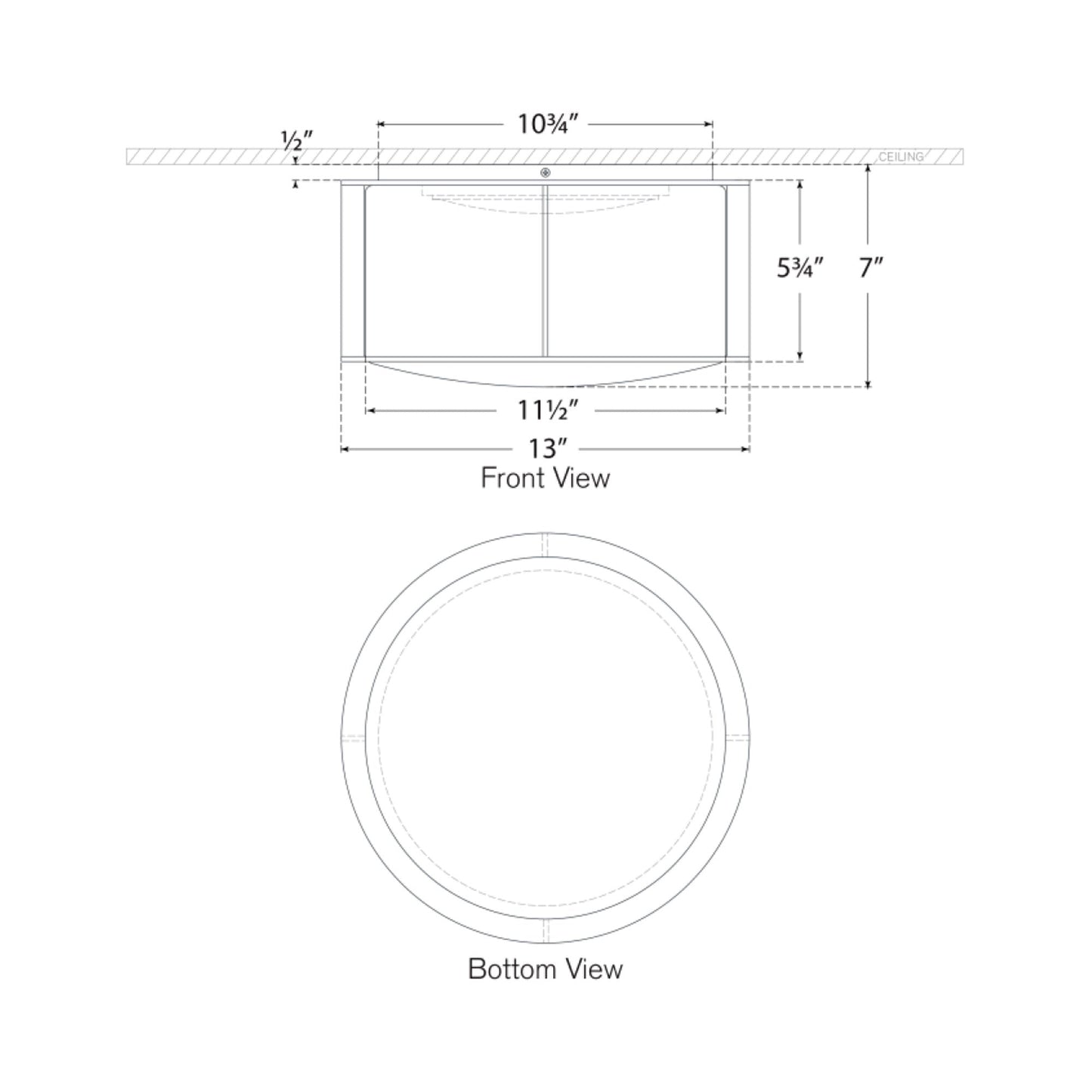 Phinn LED Flush Mount Ceiling Light - line drawing.