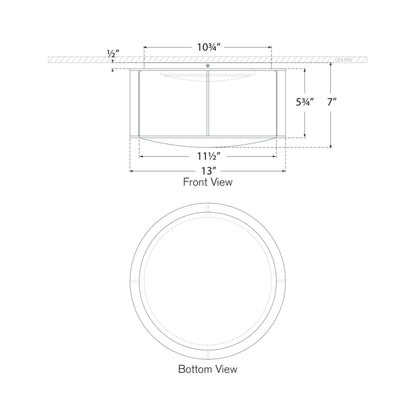 Phinn LED Flush Mount Ceiling Light - line drawing.