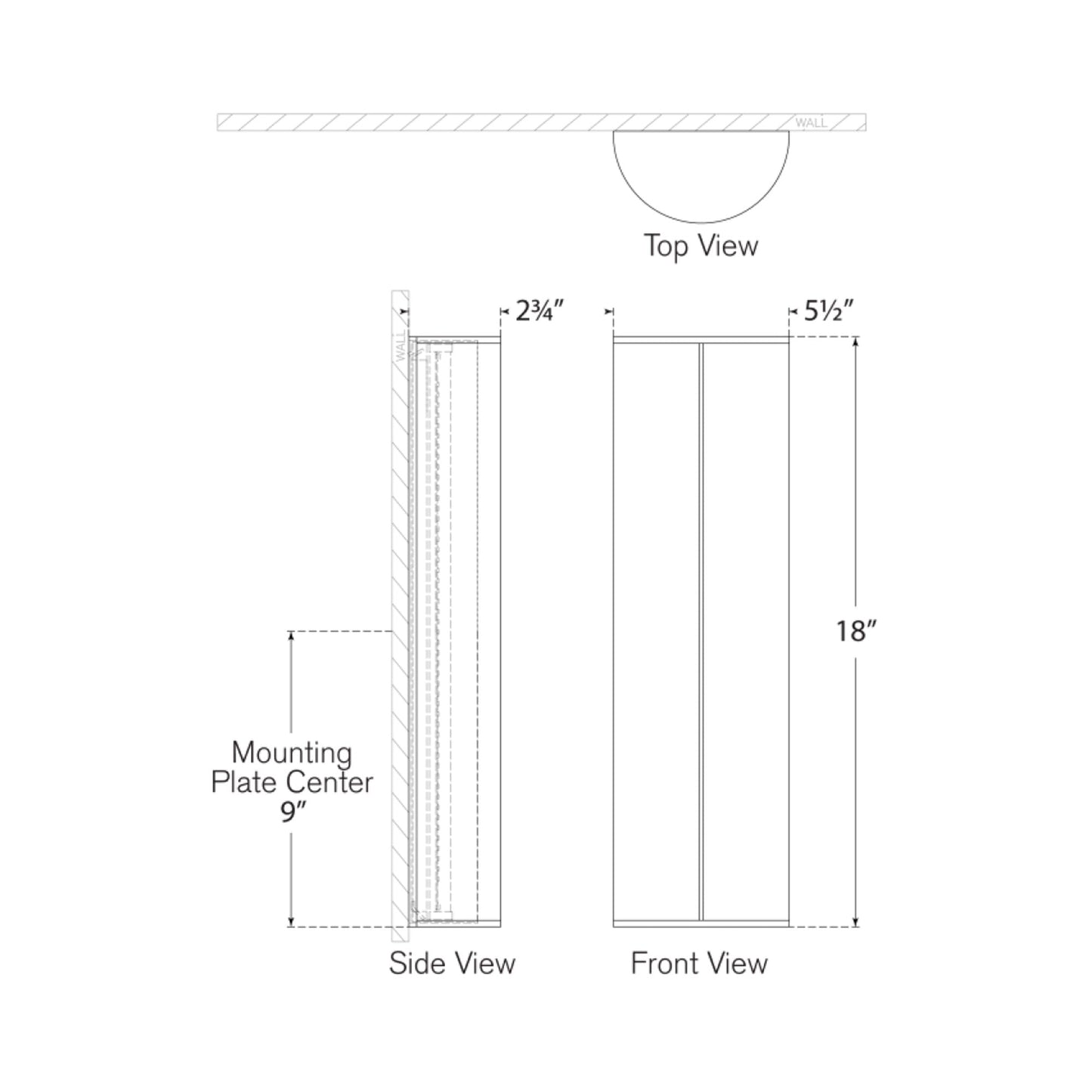 Phinn LED Linear Bath Wall Light - line drawing.