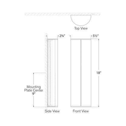Phinn LED Linear Bath Wall Light - line drawing.
