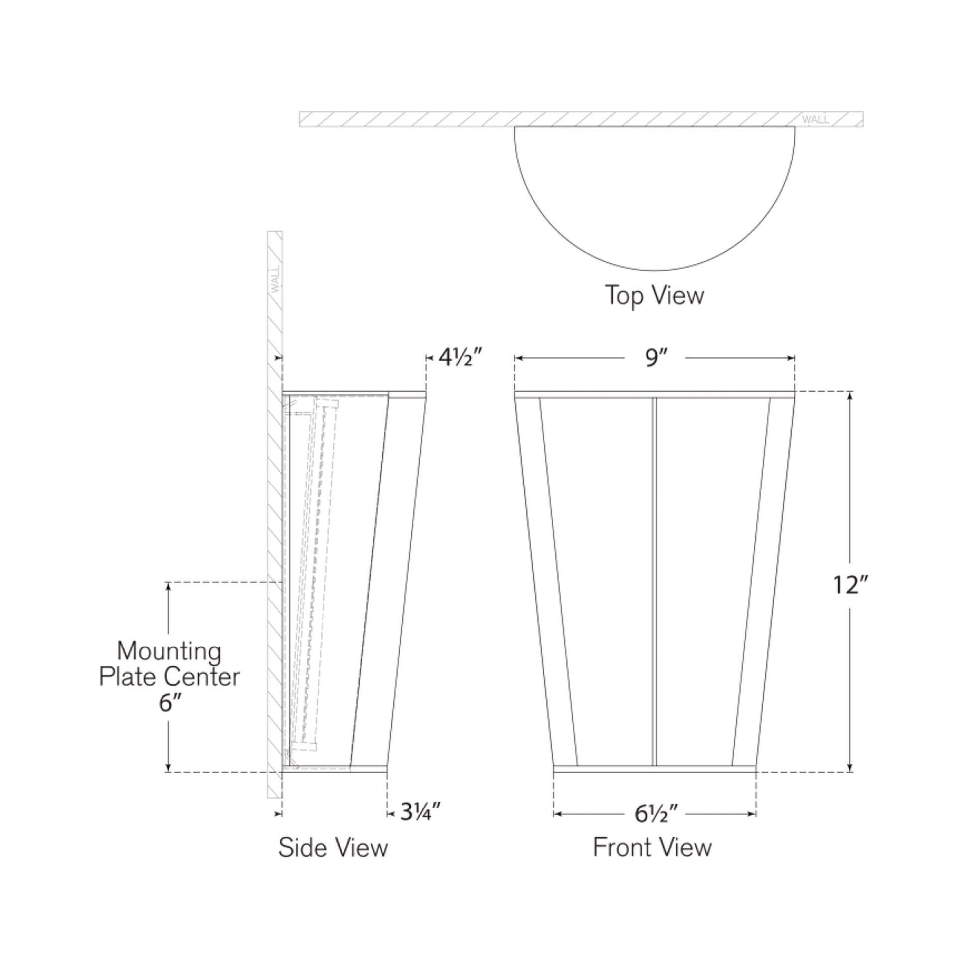 Phinn Tapered LED Wall Light - line drawing.