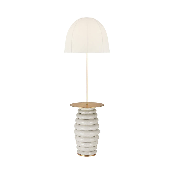 Phoebe Tray Floor Lamp in Antiqued White (Domed Linen).