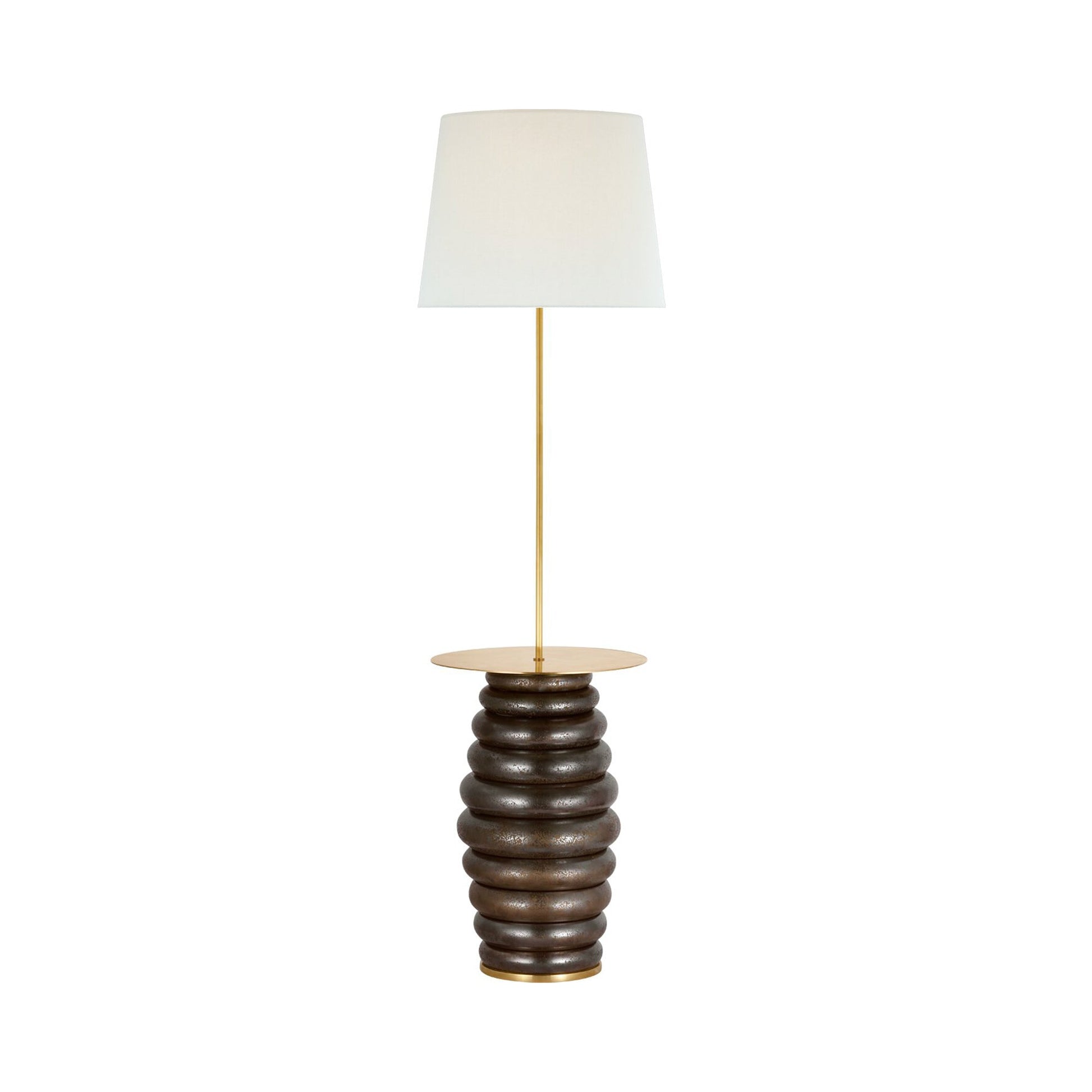 Phoebe Tray Floor Lamp in Crystal Bronze (Linen).
