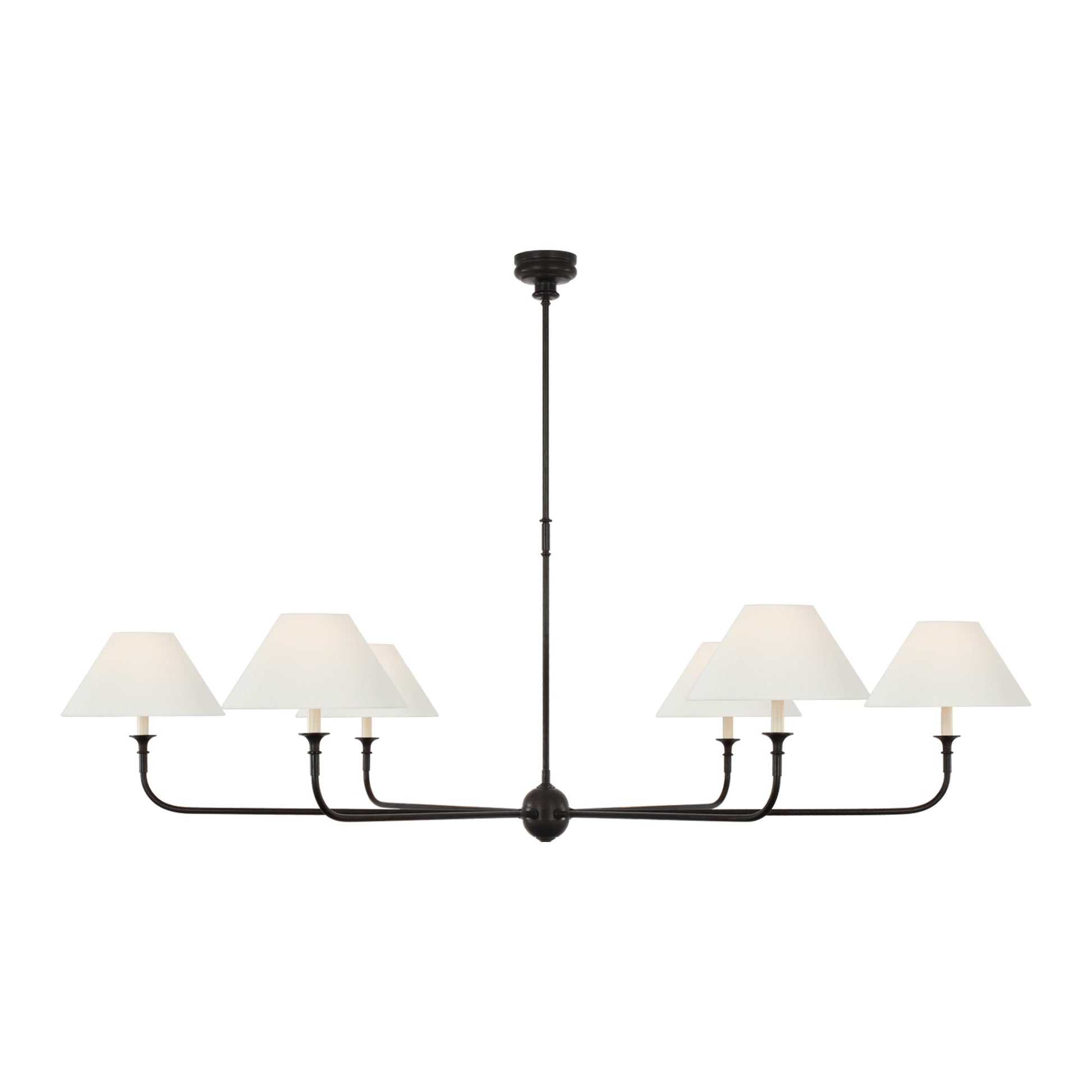 Piaf Chandelier in Aged Iron and Ebonized Oak (72-Inch/6-Light).