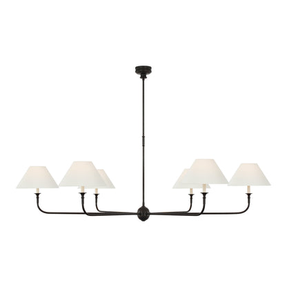 Piaf Chandelier in Aged Iron and Ebonized Oak (72-Inch/6-Light).