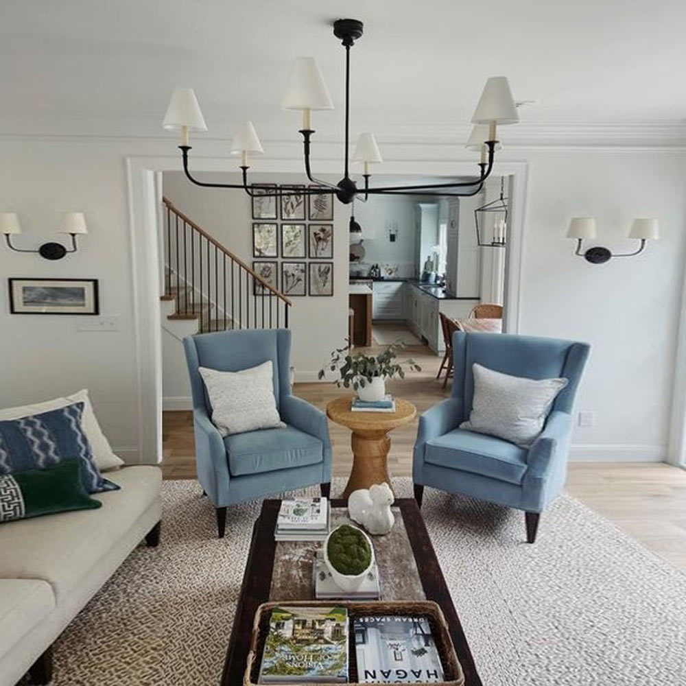 Piaf Chandelier in living room.