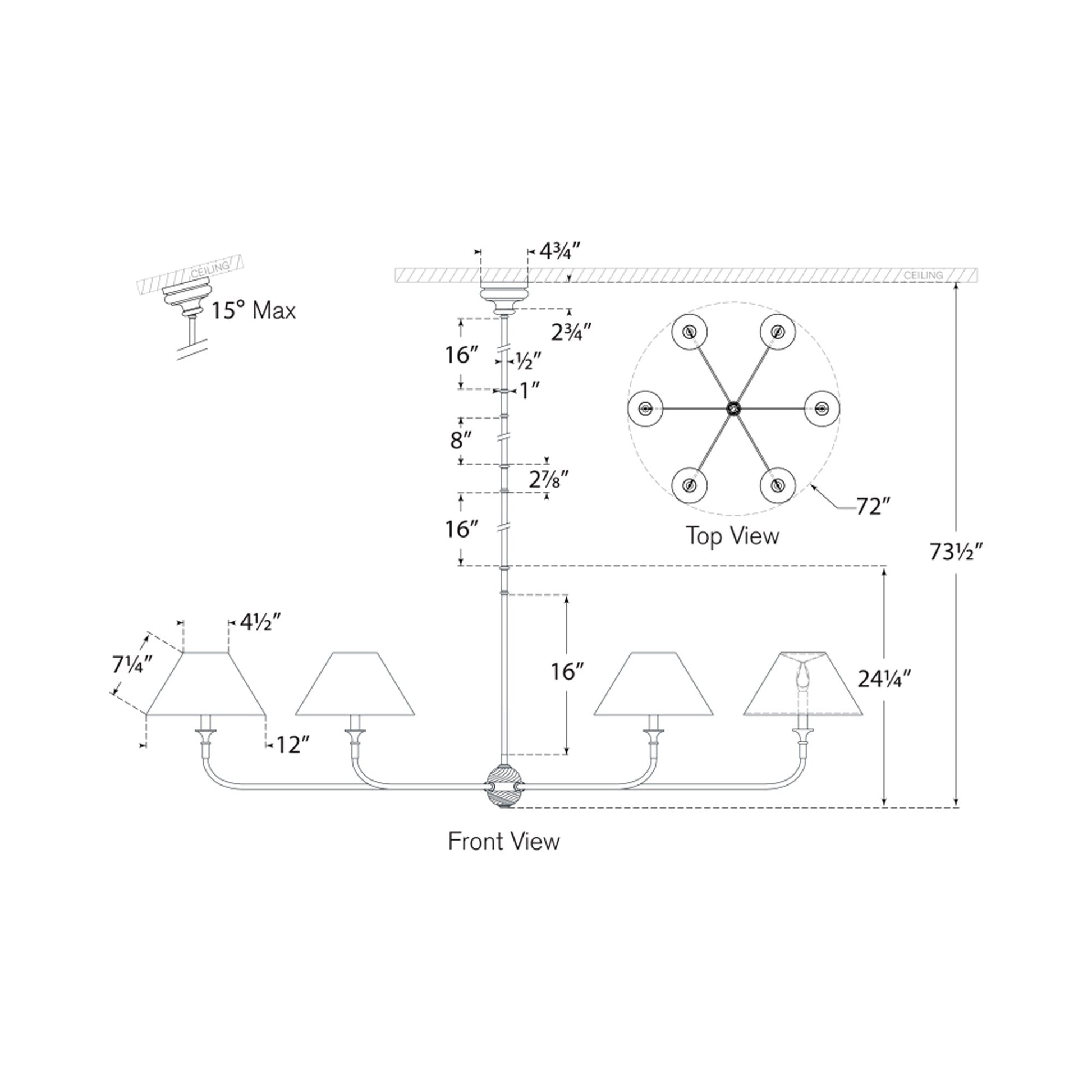 Piaf Chandelier - line drawing.