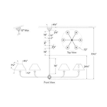 Piaf Chandelier - line drawing.