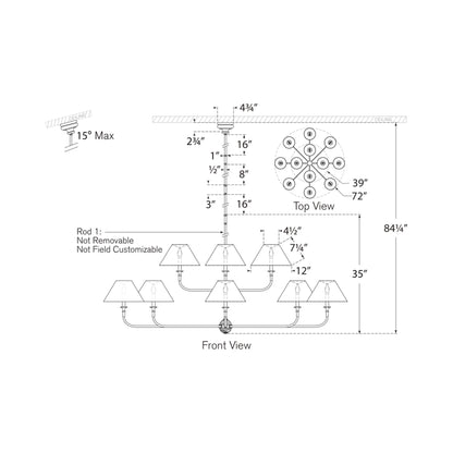 Piaf Chandelier - line drawing.