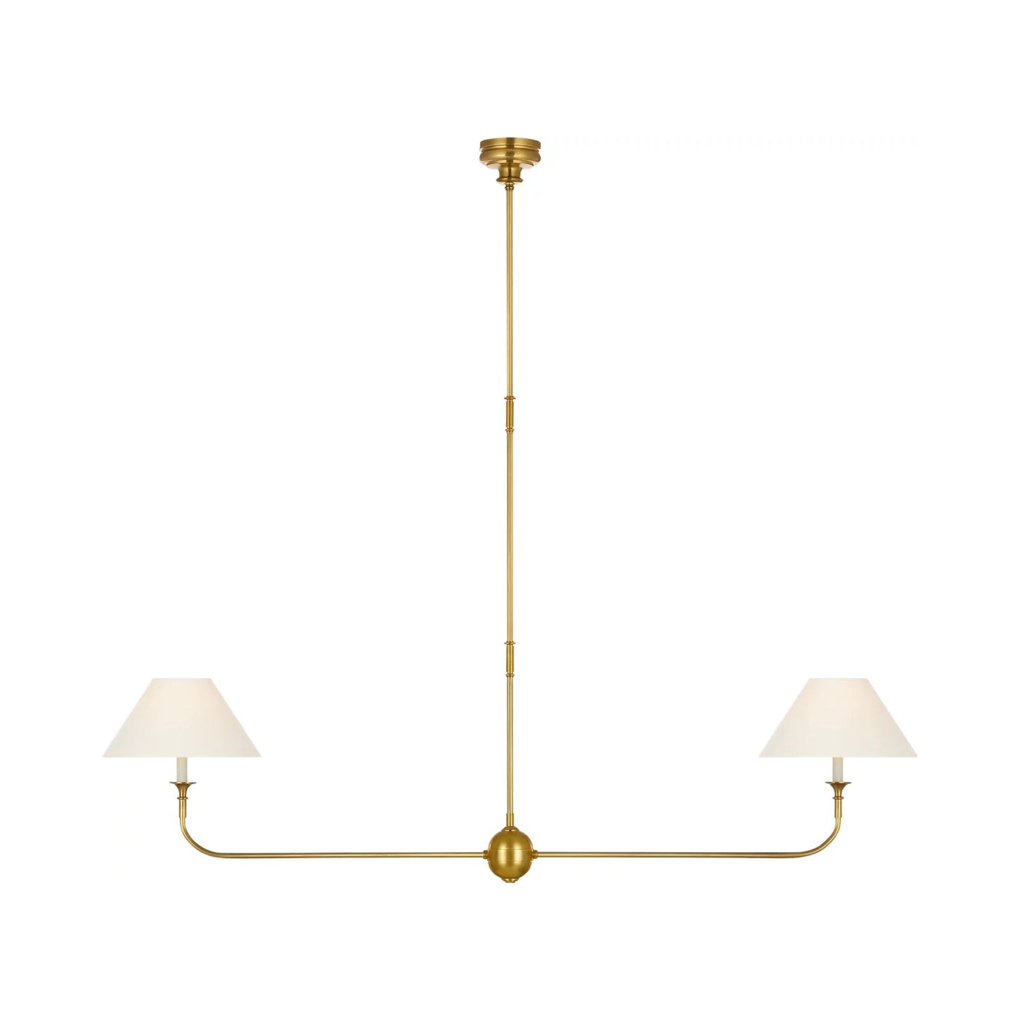 Piaf Linear Pendant Light in Hand-Rubbed Antique Brass.