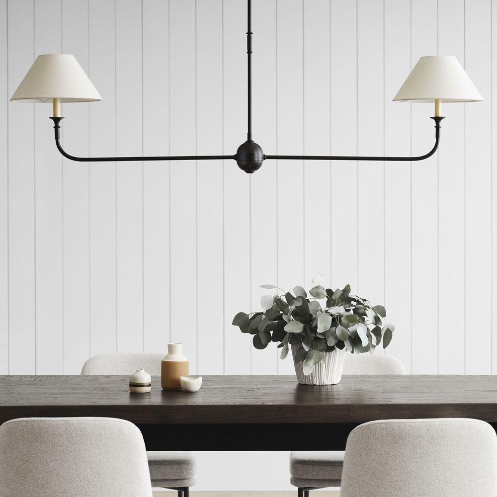 Piaf Linear Pendant Light in dining room.