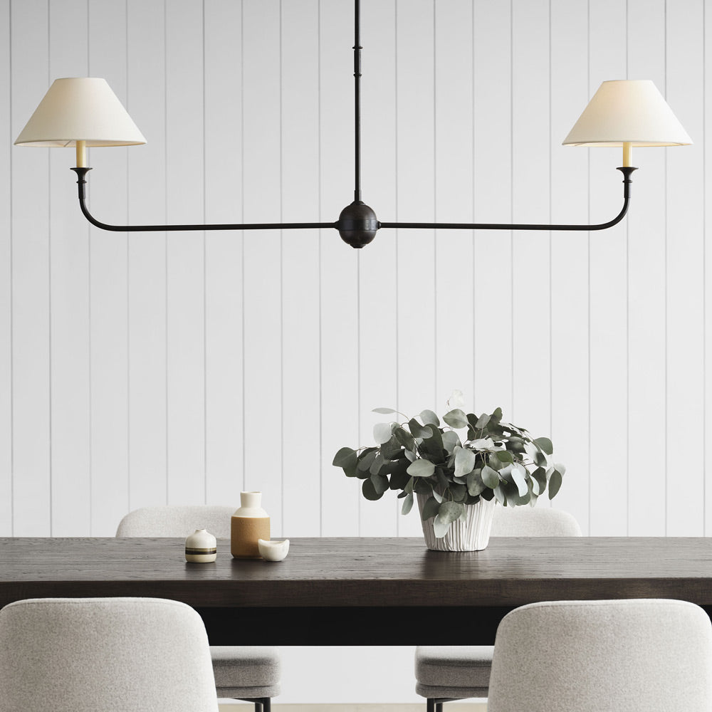 Piaf Linear Pendant Light in dining room.
