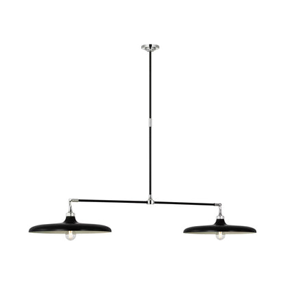 Piatto Linear Pendant Light in Polished Nickel/Aged Iron.