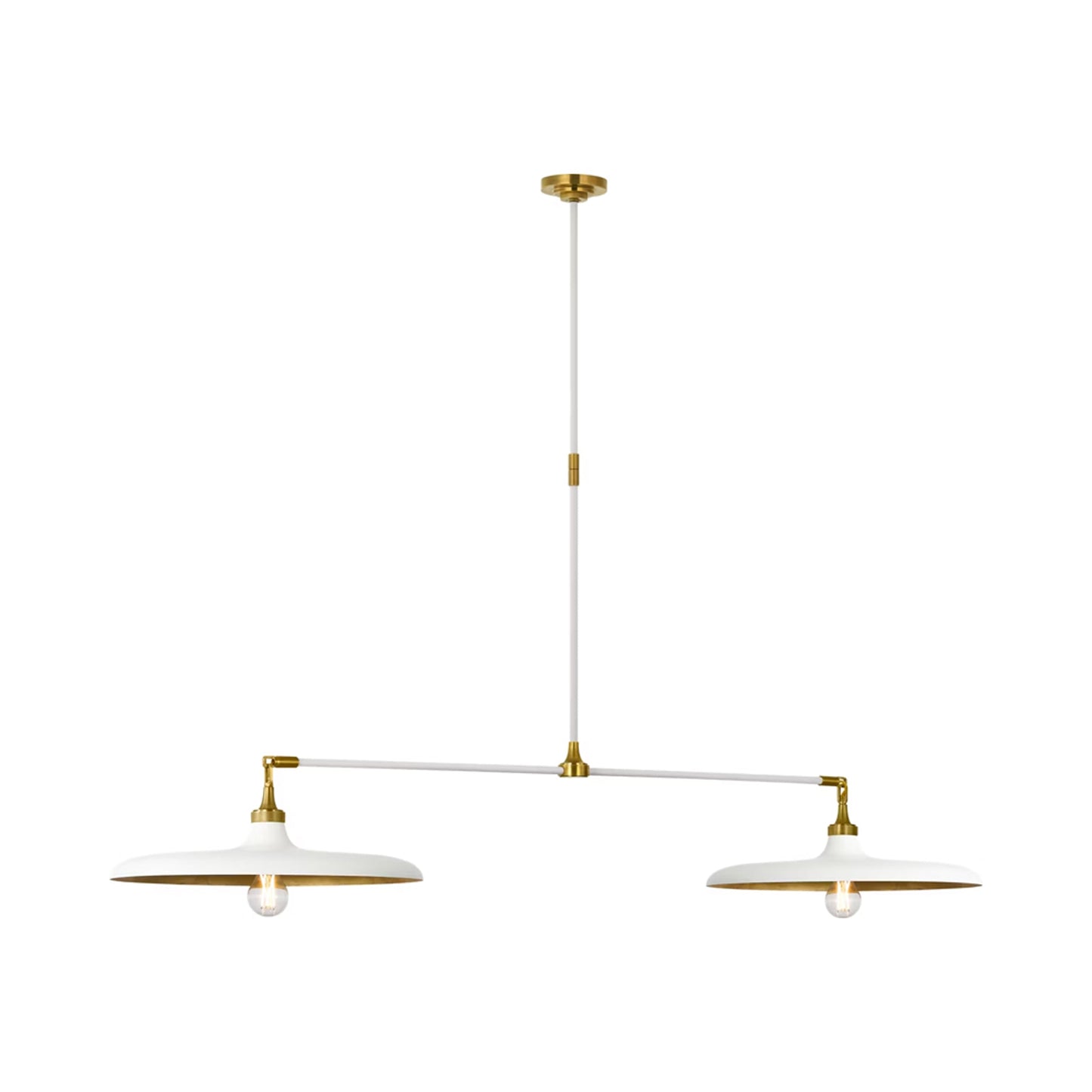 Piatto Linear Pendant Light in Hand-Rubbed Antique Brass/Plaster White.