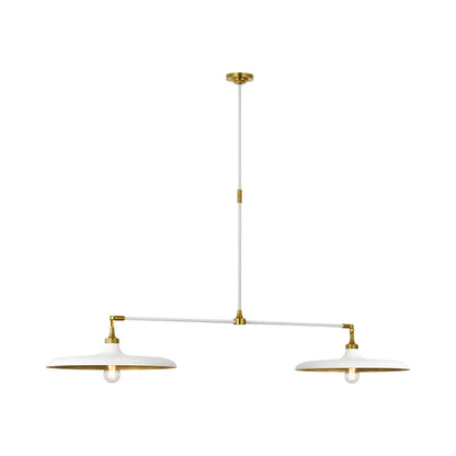 Piatto Linear Pendant Light in Hand-Rubbed Antique Brass/Plaster White.