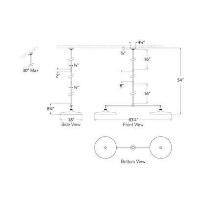 Piatto Linear Pendant Light - line drawing.