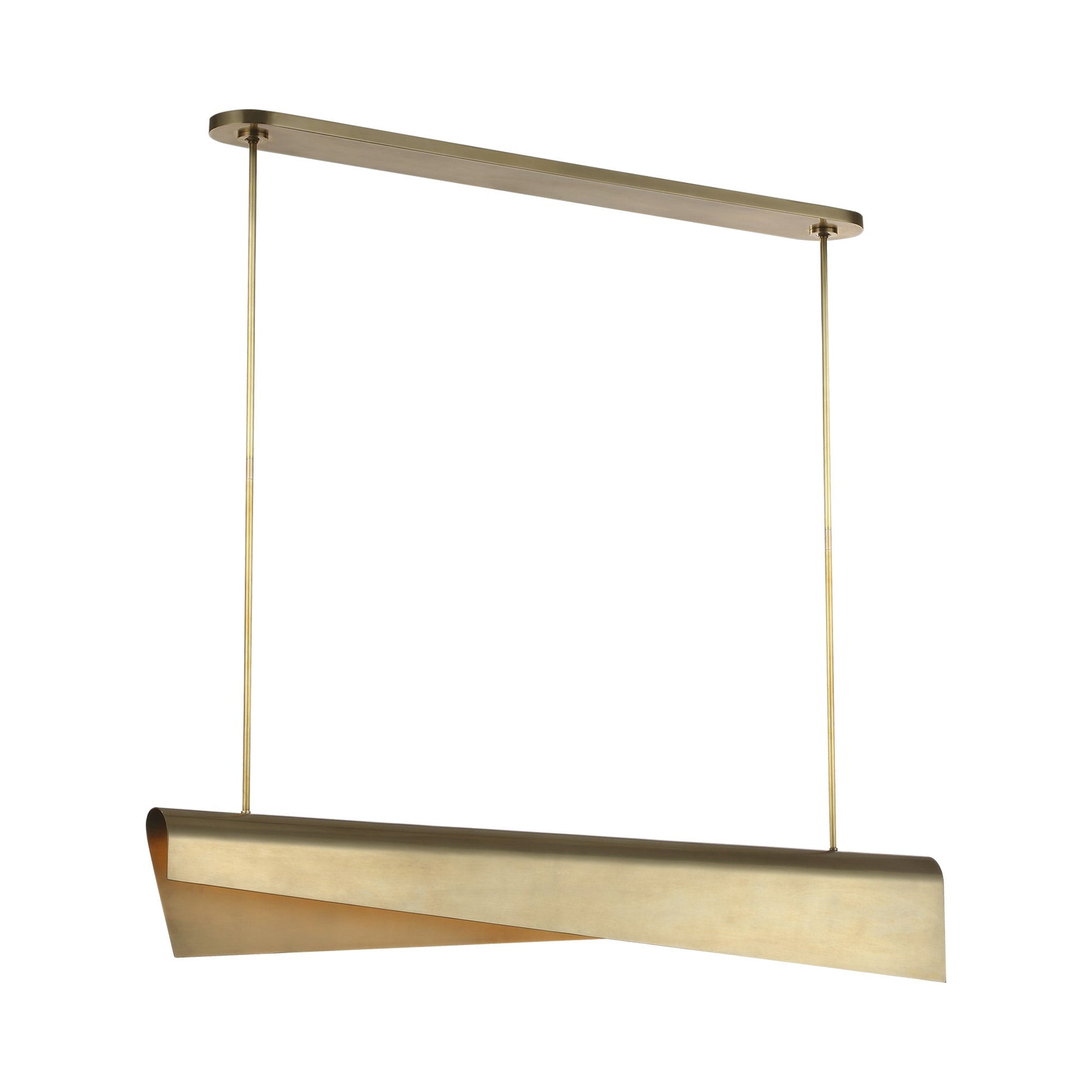 Piel LED Linear Pendant Light in Antique-Burnished Brass.