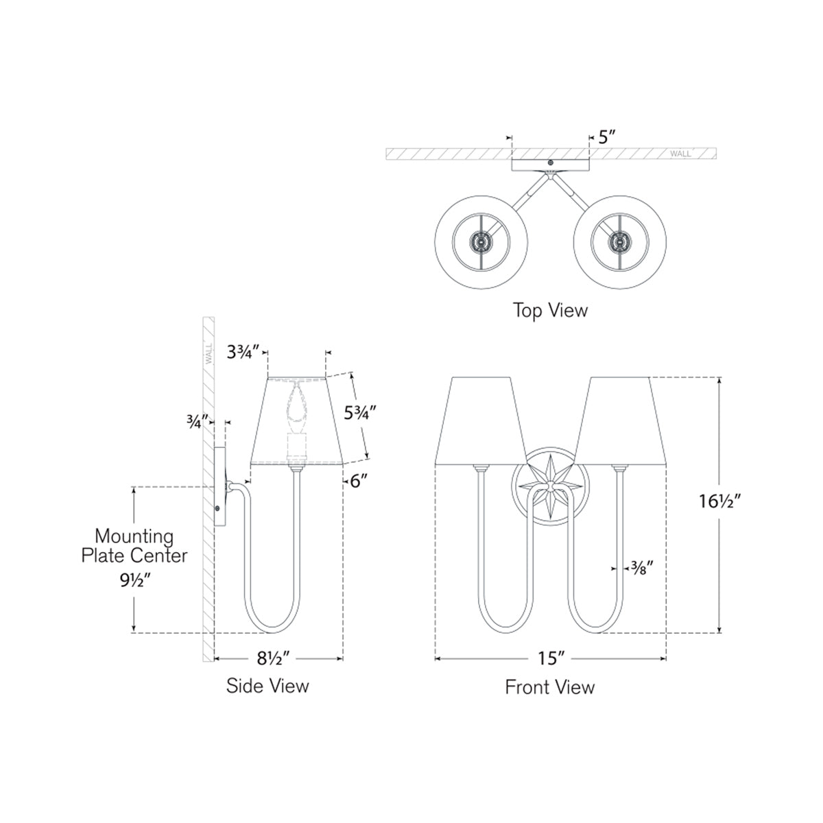 Polaris Wall Light - line drawing.