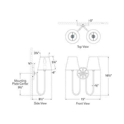 Polaris Wall Light - line drawing.