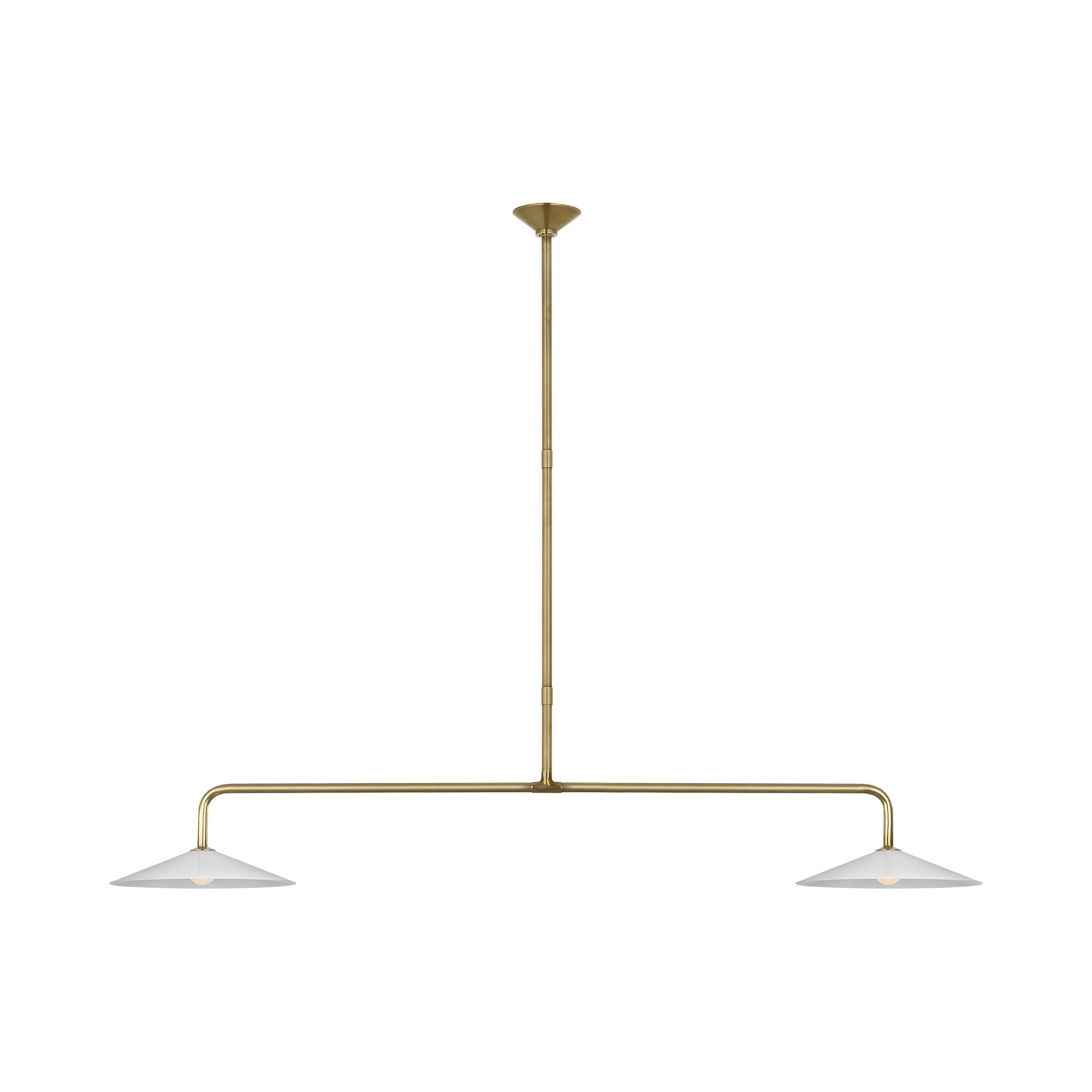 Ponce LED Linear Pendant Light in Hand-Rubbed Antique Brass/White Glass.