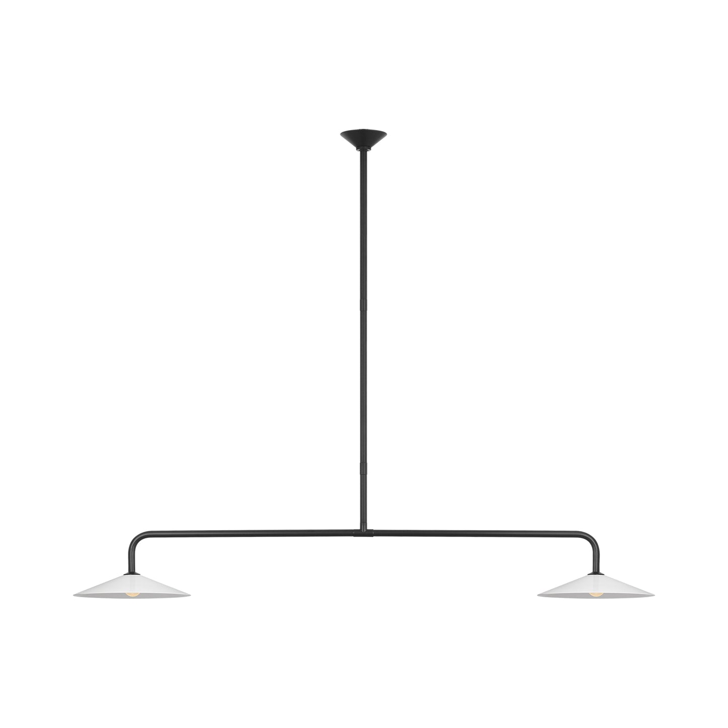 Ponce LED Linear Pendant Light in Modern Iron/White Glass.
