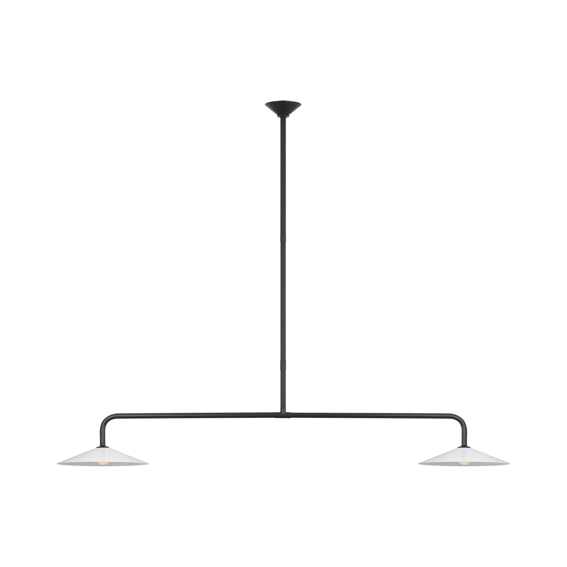 Ponce LED Linear Pendant Light in Modern Iron/White Glass.