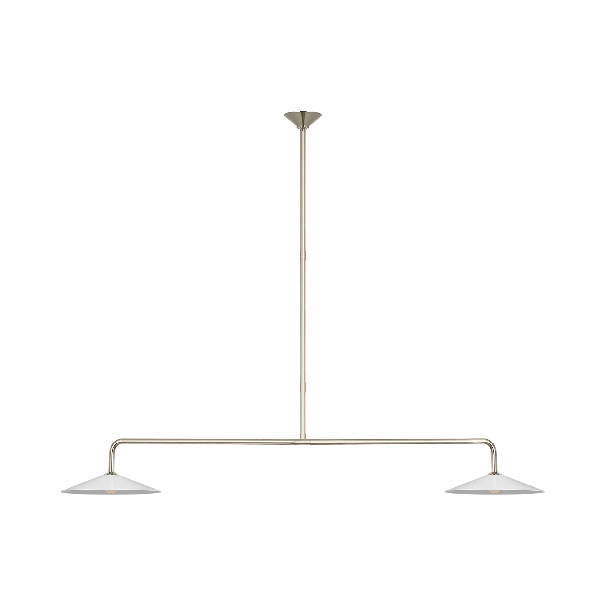 Ponce LED Linear Pendant Light in Polished Nickel/White Glass.