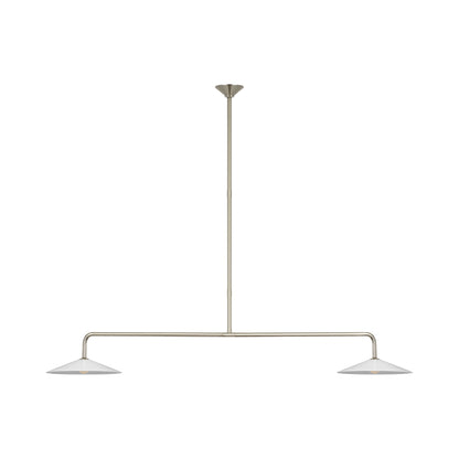 Ponce LED Linear Pendant Light in Polished Nickel/White Glass.