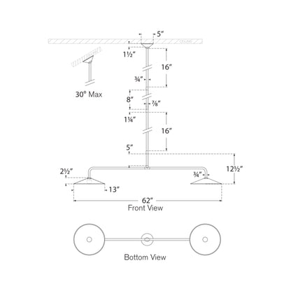 Ponce LED Linear Pendant Light - line drawing.