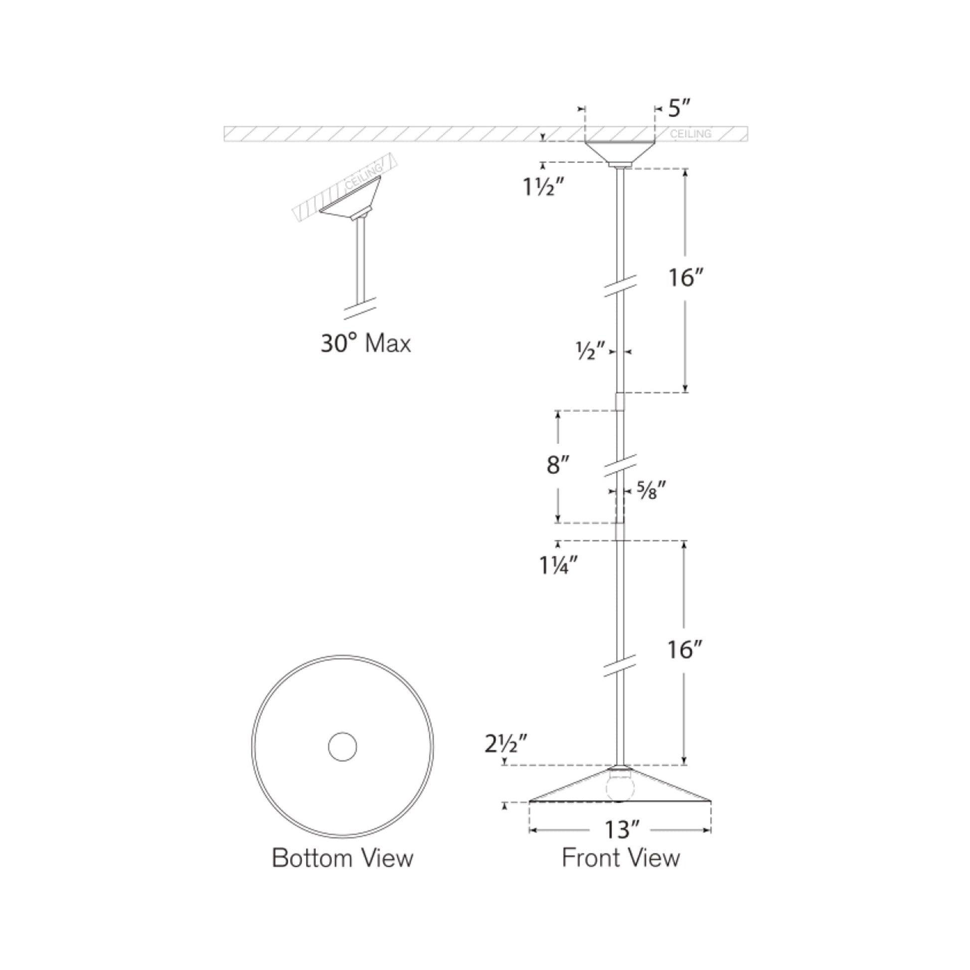 Ponce LED Pendant Light - line drawing.