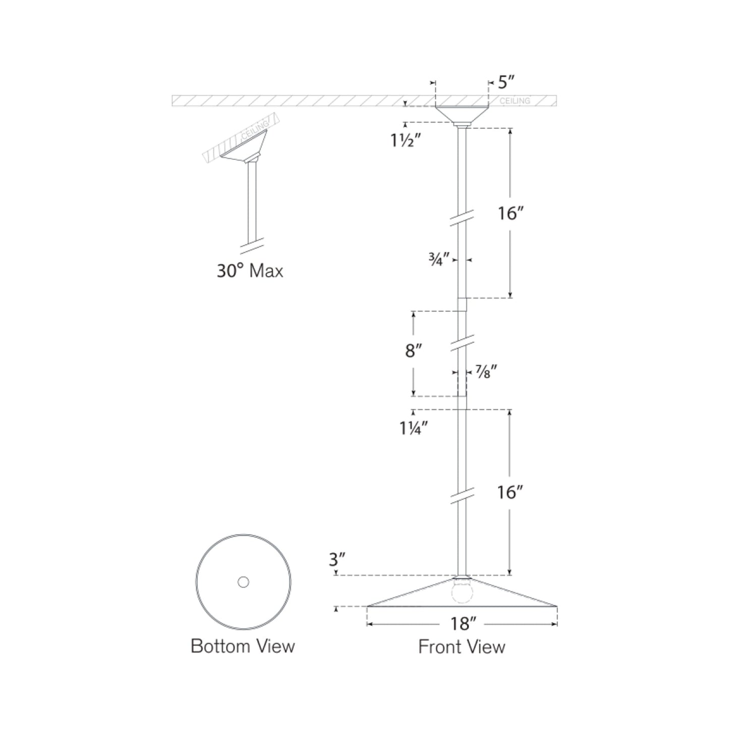 Ponce LED Pendant Light - line drawing.