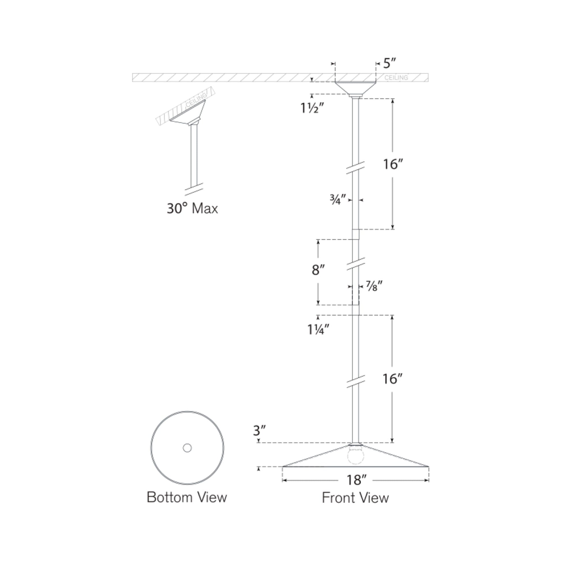 Ponce LED Pendant Light - line drawing.