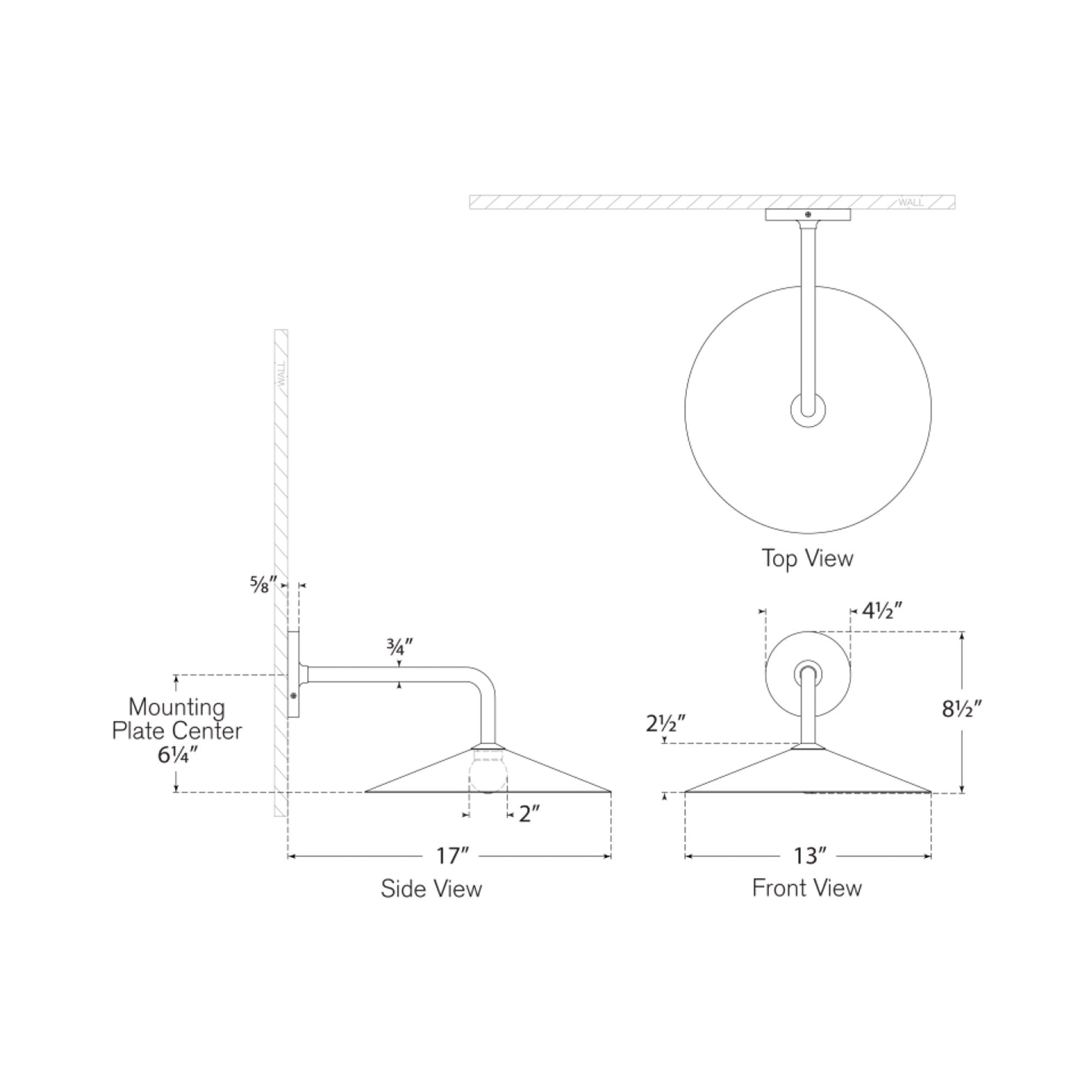 Ponce LED Wall Light - line drawing.