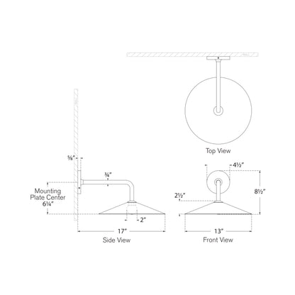 Ponce LED Wall Light - line drawing.